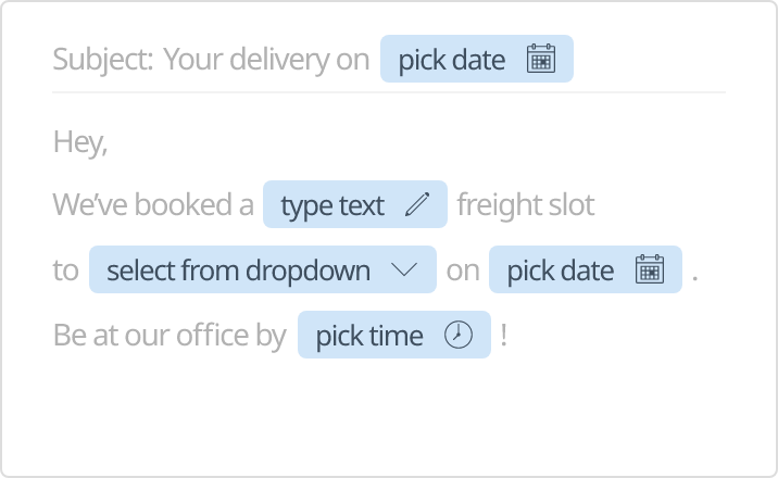 Add custom input fields to your Outlook email templates.