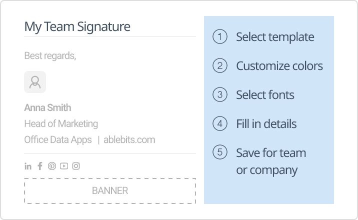 Design and customize professional Outlook signatures easily.