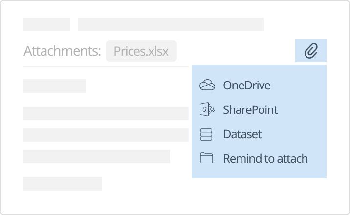 Insert attachments directly into your Outlook email templates.