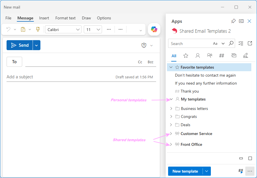 Share an Outlook email template with a team or entire organization. Share an Outlook email template with a team or entire organization.