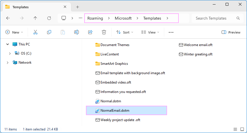 Classic Outlook Quick Parts storage location. Classic Outlook Quick Parts storage location.