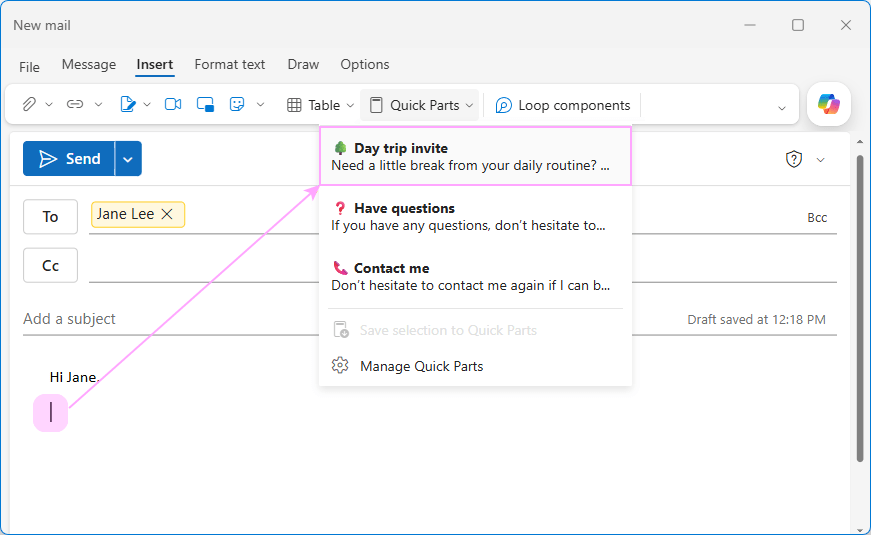 Using Quick Parts in new Outlook Using Quick Parts in new Outlook