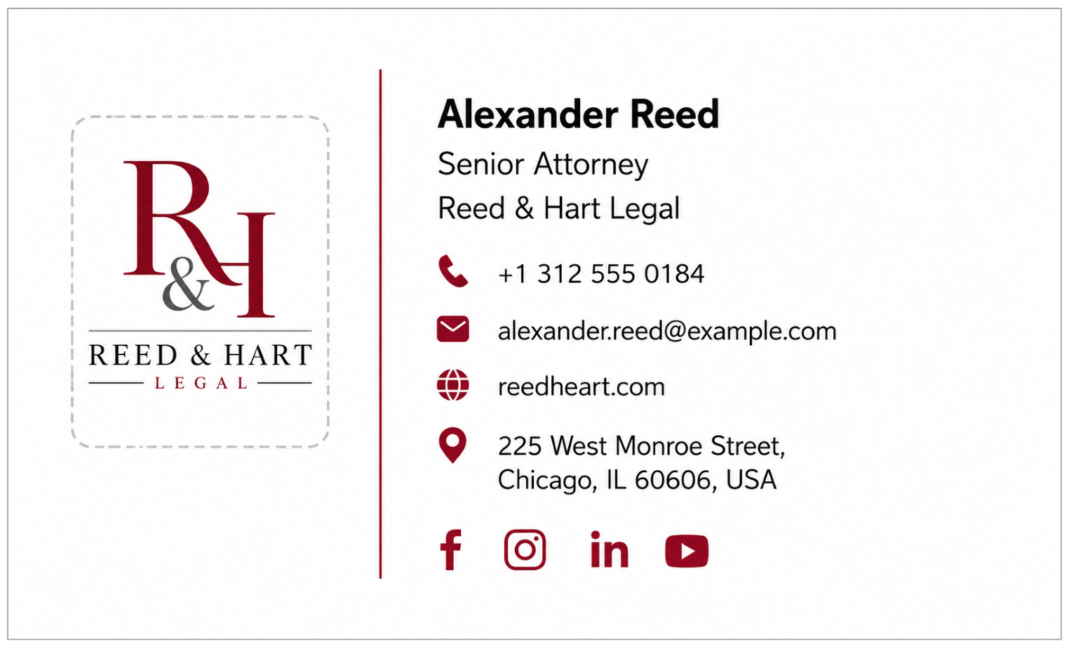 A branded company signature with a simple and standardized design