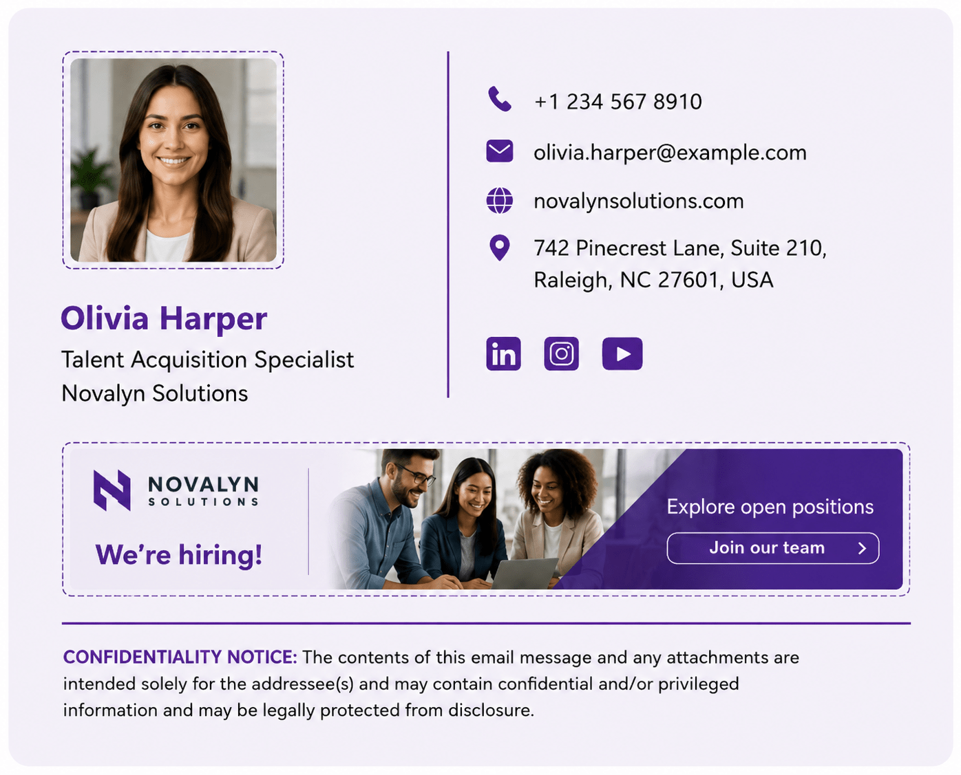 A recruitment company signature with call-to-action