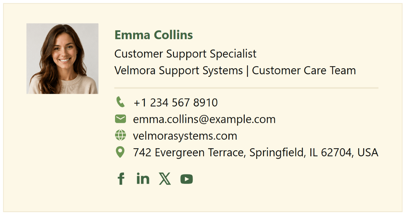 Customer Care team email signature