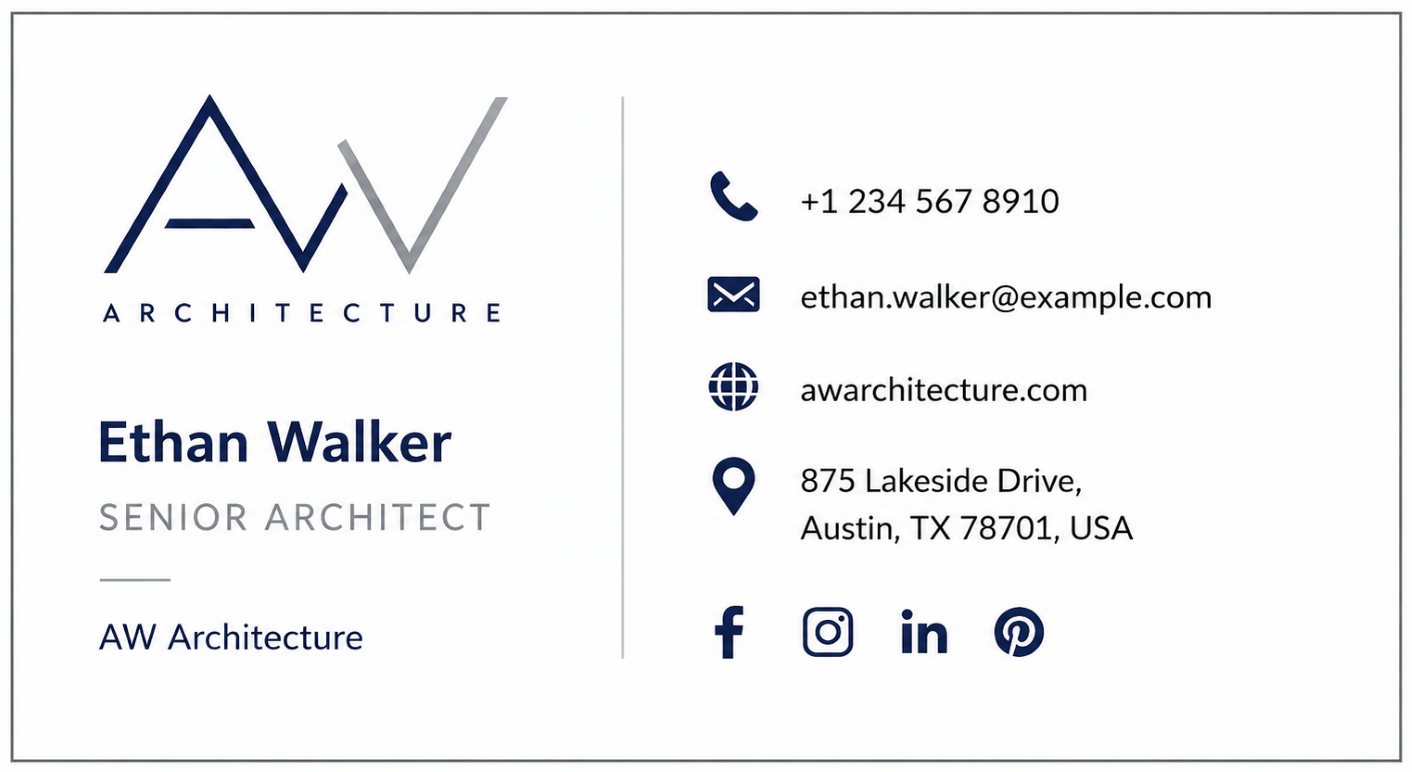 A minimalist professional email signature