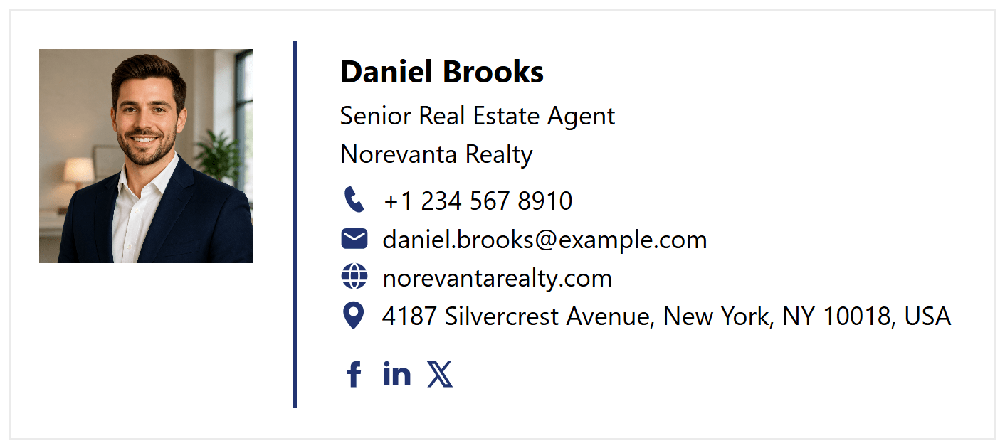 A professional email signature example