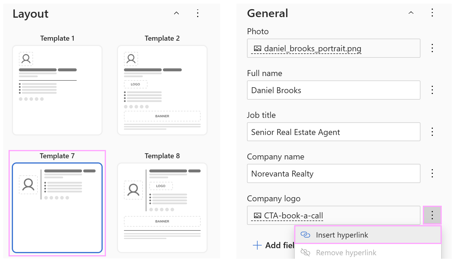 Creating a promotional email signature from a template.
