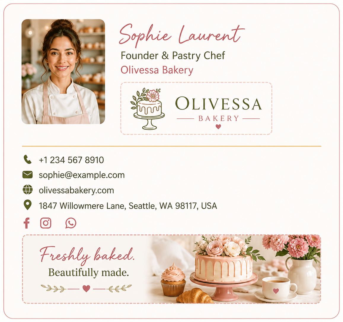A small business owner email signature