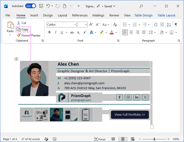 Copy the signature to the clipboard. Copy the signature to the clipboard.