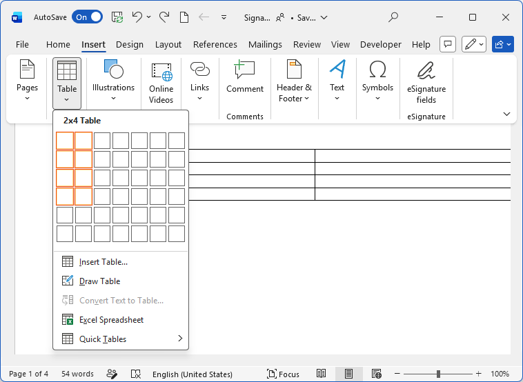 Set up the table structure in Word. Set up the table structure in Word.