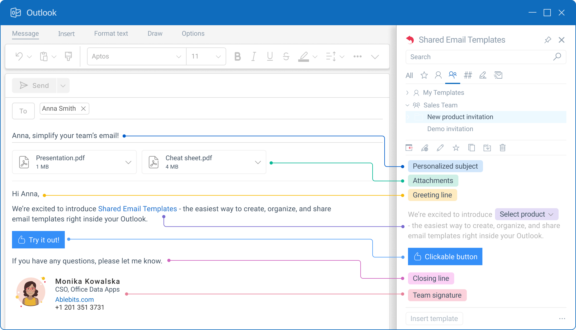 Freigegebene E-Mail-Vorlagen für Outlook 365 – 2019, das neue Outlook und die Web-App.