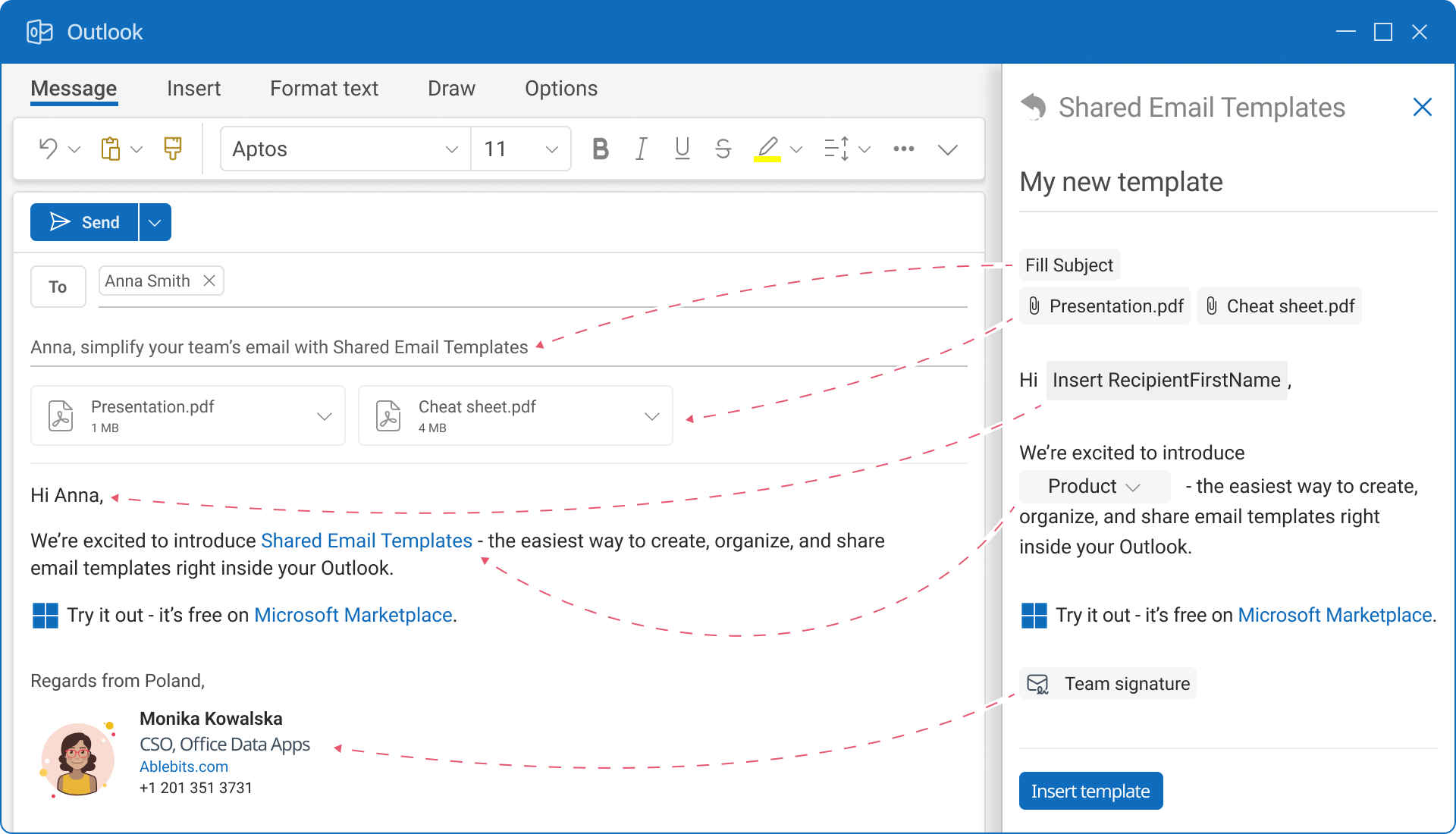 Shared Email Templates for Outlook 365 – 2019, the new Outlook and web app.