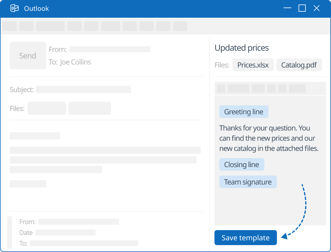 Save an Outlook message as a template.