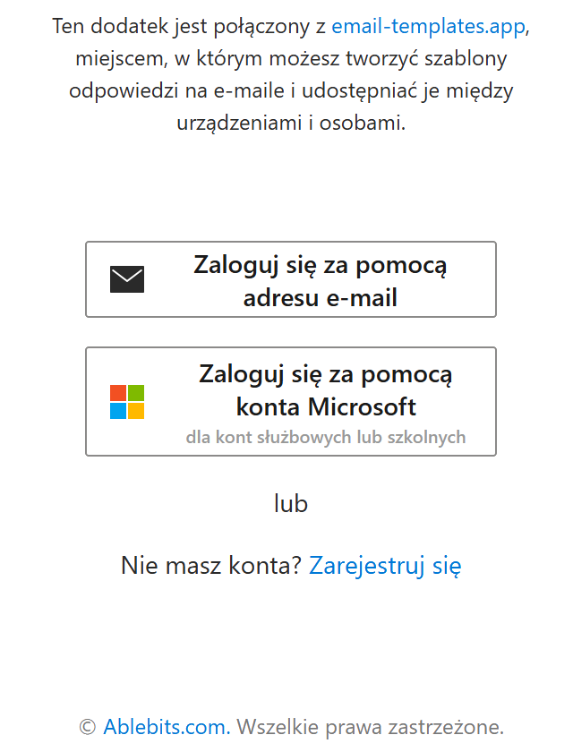 Zaloguj się w panelu dodatku Shared Email Templates.