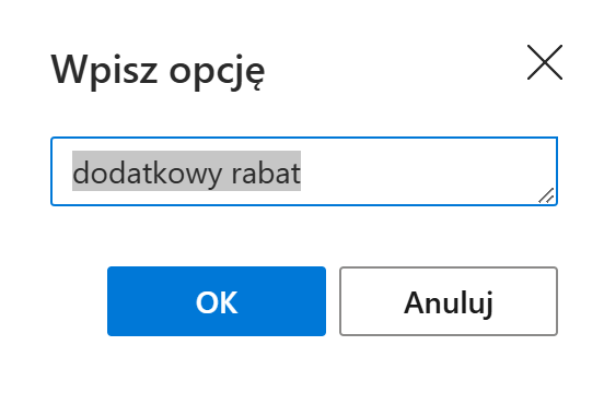 Okno dialogowe dla pola tekstowego Okno dialogowe dla pola tekstowego