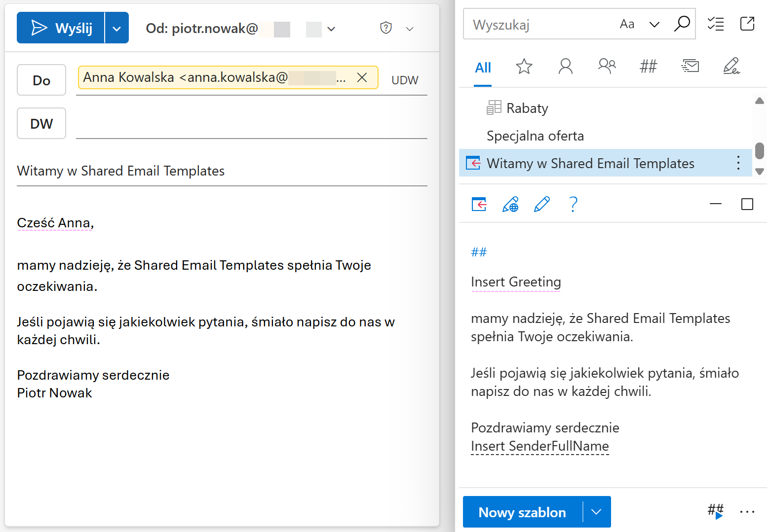 Linia powitalna dla jednego odbiorcy Linia powitalna dla jednego odbiorcy