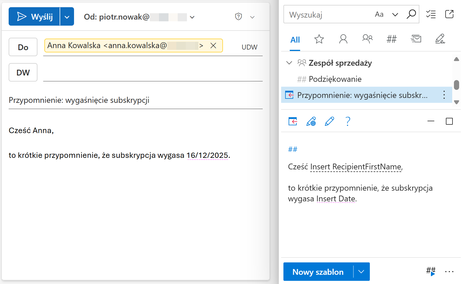 Automatyczne wstawianie daty w wiadomości Automatyczne wstawianie daty w wiadomości