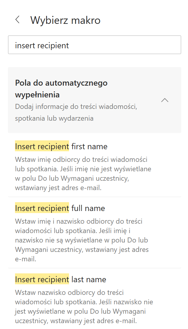 Wstaw imię adresata.