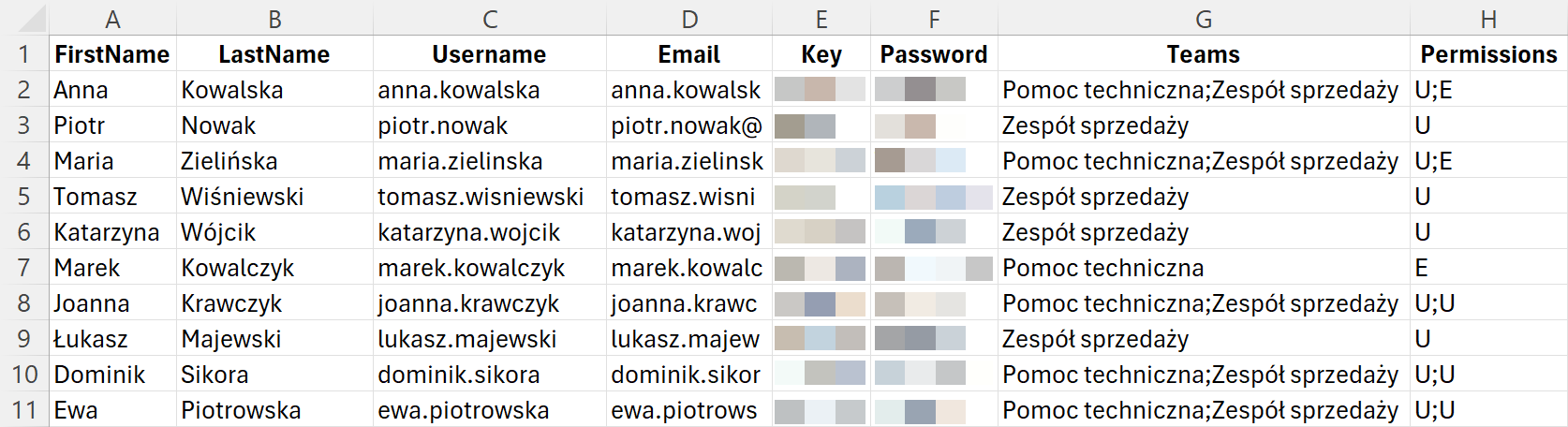 Importuj użytkowników z pliku CSV.
