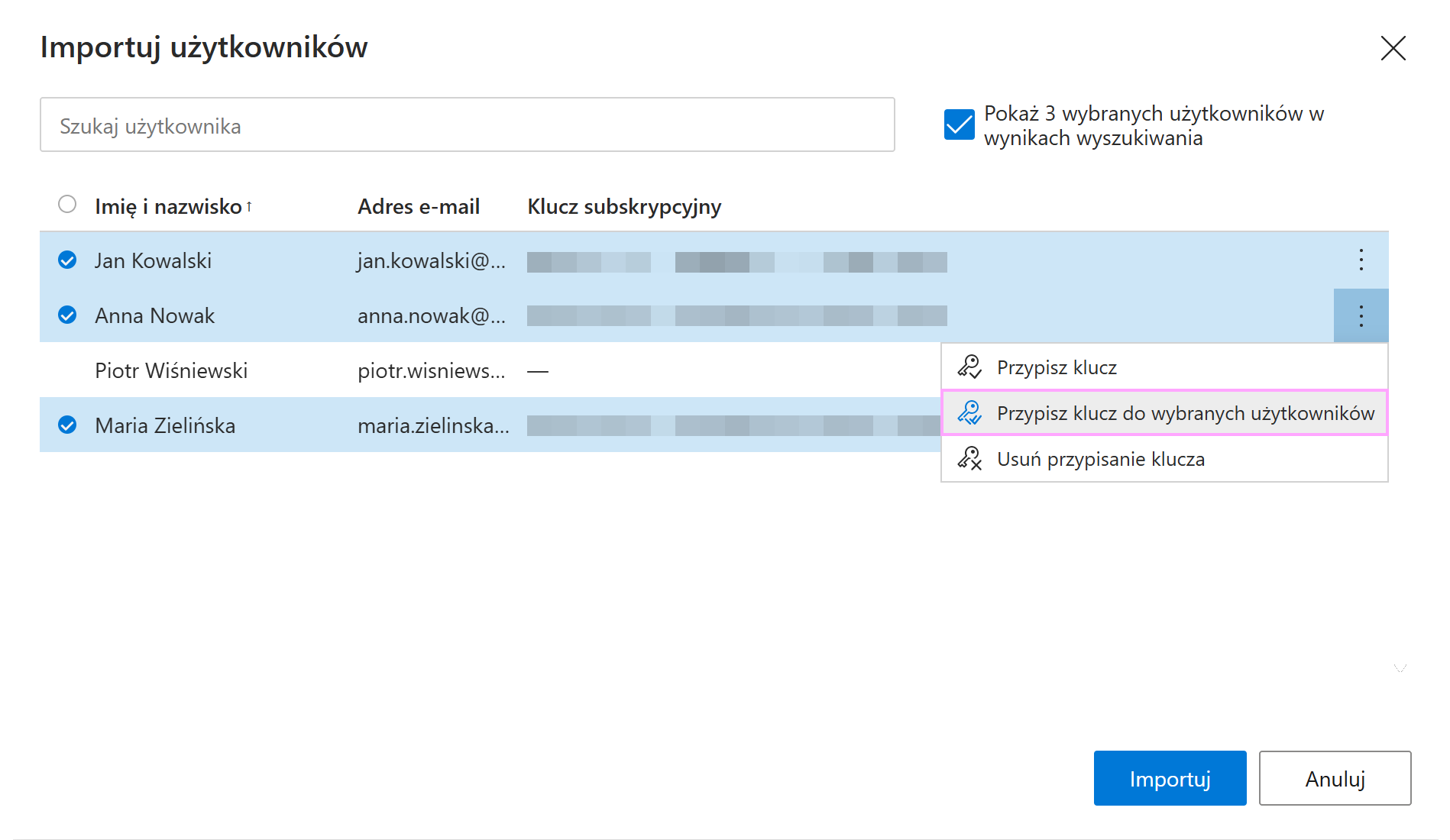 Importuj użytkowników z Azure AD.