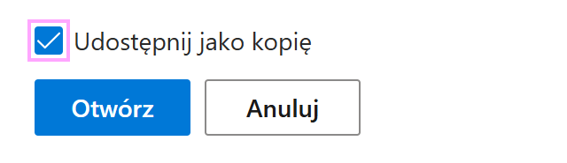 Opcja Udostępnij jako kopię