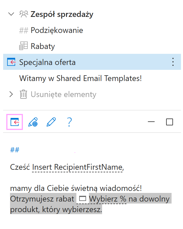 Wstawianie części szablonu